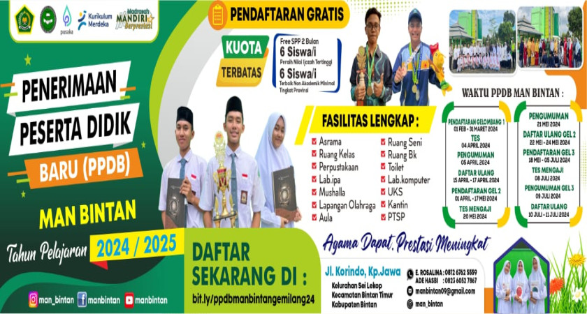 PENGUMUMAN HASIL TES PPDB GELOMBANG I TAHUN PELAJARAN 2024/2025